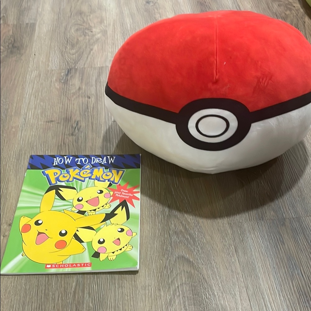 Pokémon Poké Ball Pillow and How to Draw Pokémon Book